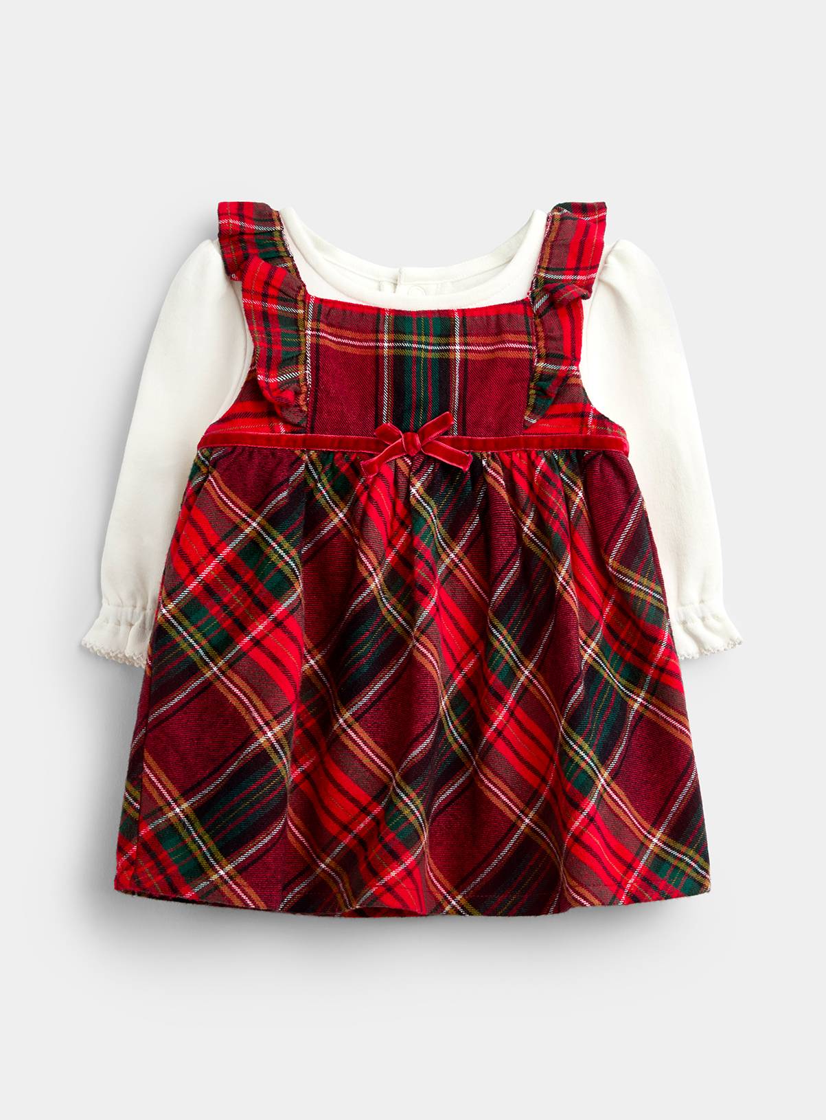 JOJO MAMAN BÉBÉ Tartan Baby Dress and Body Set Bright Red 18-24 months - Image 1